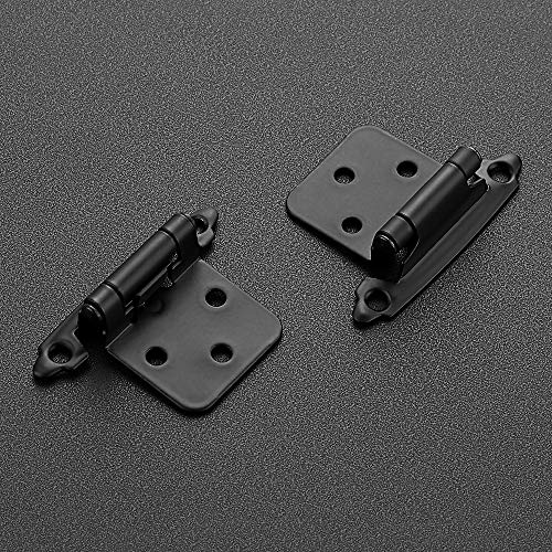 Ravinte Matte Black Cabinet Hinges, 1/2 Inch Overlay, 4 Pack (2 Pairs) - color: Black