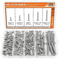 #10 x 1/2" 3/4" 1" 1-1/4" 1-1/2" Wood Screws Set, HELIFOUNER 102 Pieces Phillips Pan Head Self-Tapping Screws Assortment Kit, Phillips Pan Head Wood Screws, 304 Stainless Steel - size: #10
