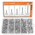 #7 x 1/2" 5/8" 3/4" 1" 1-1/4" Wood Screws Set, HELIFOUNER 145 Pieces Phillips Pan Head Self-Tapping Screws Assortment Kit, Phillips Pan Head Wood Screws, 304 Stainless Steel - size: #7