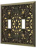 Amerelle 65TTAB Filigree Wallplate, 2 Toggle, Antique Brass - size: 2 Toggle