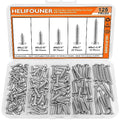 #8 x 1/2" 5/8" 3/4" 1" 1-1/4" Wood Screws Set, HELIFOUNER 125 Pieces Phillips Pan Head Self-Tapping Screws Assortment Kit, Phillips Pan Head Wood Screws, 304 Stainless Steel - size: #8