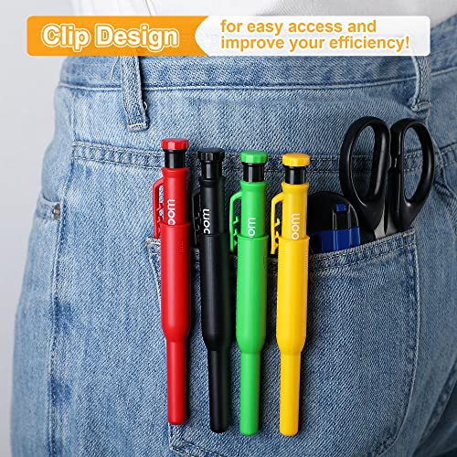 Hiboom 4 Pack Carpenter Pencil with 36 Refills Built In Sharpener (Multi) - color: Multi Colors