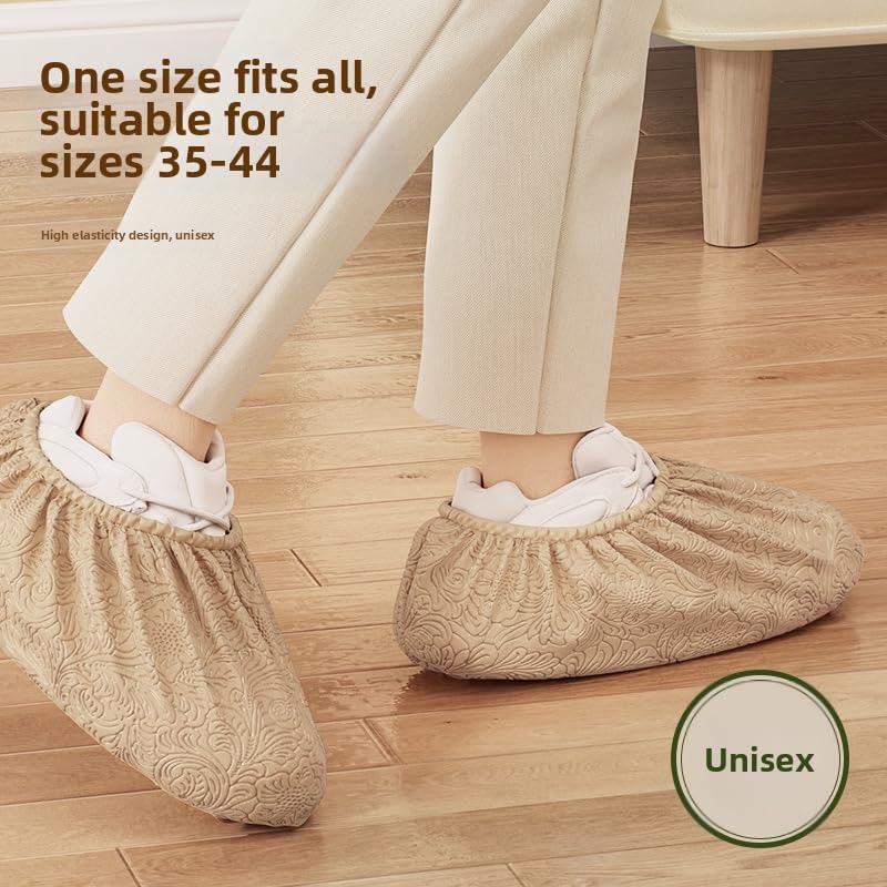Non Woven Disposable Non Slip Shoe Covers 50Pcs (25 Pairs)(Brown) - color: Brown
