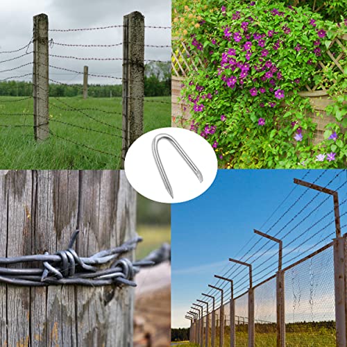 Steel Wire Fencing Staples (200 pcs), Galvanized U-Shaped Fasteners Nails