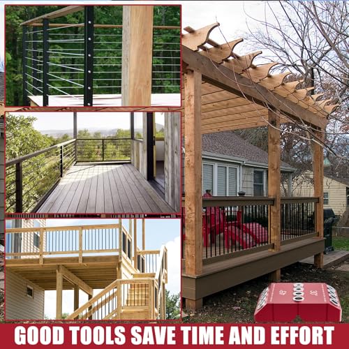 Cable Railing Drill Guide, Portable Angle Drill Guide Jig with 30/45/90 Degree Multi-Angle Drilling Template, 4 Hole Sizes 3/16" 1/4" 5/16" 3/8", Bubble Level for Stair & Deck Installation