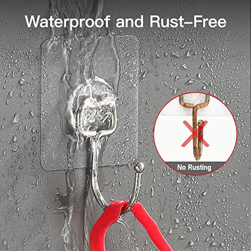 Large Hooks for Hanging Heavy-Duty 44Ib(Max) 10 Packs, Wall Hangers without Nails Self-Adhesive Traceless Clear and Removable, Waterproof and Rustproof Multiple Uses for Bathroom Kitchen Home - size: 10 Large Hooks