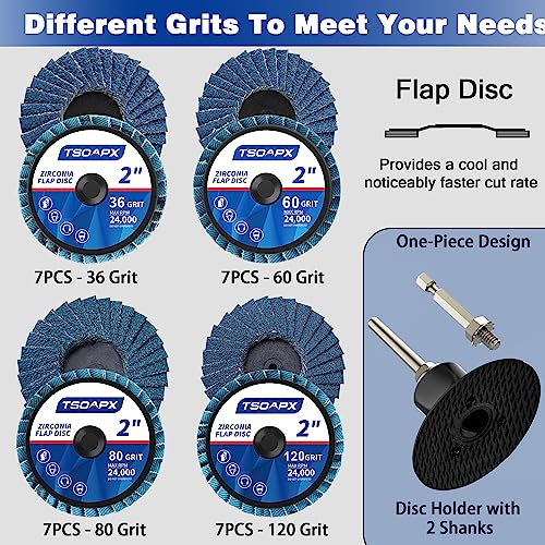 29 Pcs 2" Zirconia Flap Discs, Die Grinder Assorted - style: 29PCS Flap Discs