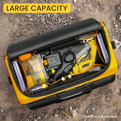 WINHUNT Tool Bag, 16-inch Tool Organisers, 600 Denier Large Tool Bag for Home DIY & Equipment Storage, Yellow and Black (40cm/16inch)