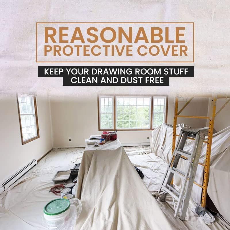 ZUPERIA Canvas Drop Cloth (Size 12 x 15 Feet - Pack of 1) - Pure Cotton Painters Drop Cloth for Painting, Furniture & Floor Protection - All Purpose Thick Canvas tarp with Double Stitched Edges - size: 12' x 15' Feet - Pack of 1