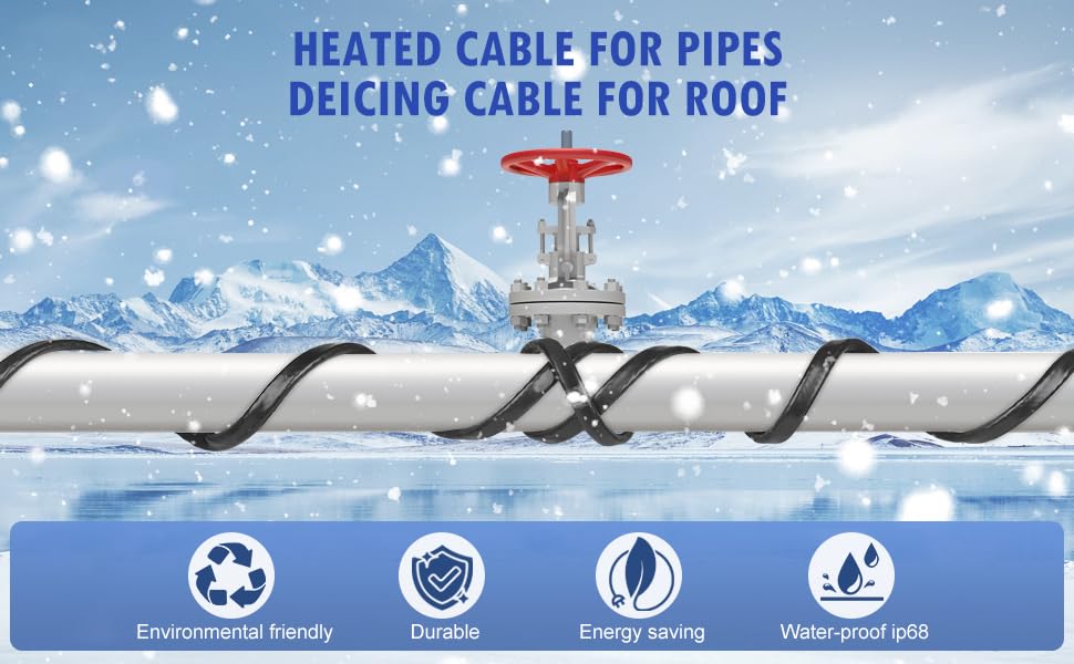 9FT （3~200FT） Heat Tape for Water Pipes, -40°F Deicing Heating Cable, Freeze Protected Water Pipe Heating Cable,120V 5W/ft - style: 9FT