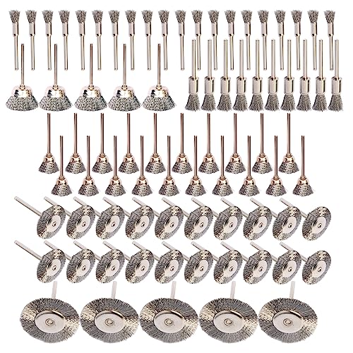 80 Pcs Rotary Tool Wire Brushes Set,Stainless Steel Wire Wheels Pen Brush Kit Accessories for Rotary Tool,for Rust Removing Rotary Brushes for Machines