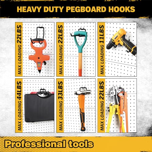ELEAD 28-Piece Pegboard Hooks with Extension Straps, Heavy Duty Organizer Pegboard Accessories Fit for 1/4" Pegboard, Peg Board Tool Utility Hangers for Power Tool, Drill, Bag, Cord - style: 28-Piece