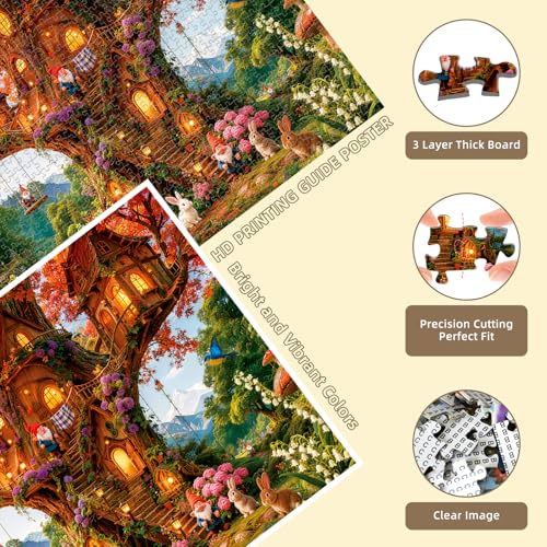Magic Fairy Forest Treehouse Puzzles for Adults 1000 Pieces - color: Elf Treehouse Village