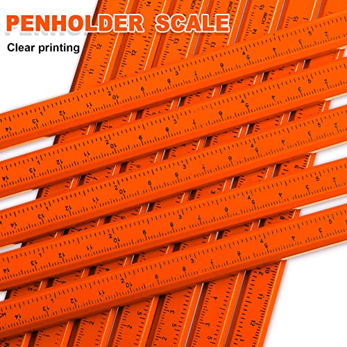 Honoson 200 Pcs Flat Construction Pencils with Printed Ruler Wood Graphite 2 Pcs Carpenter Pencil Sharpener for Woodworking Marking Tool(Orange) - color: Orange