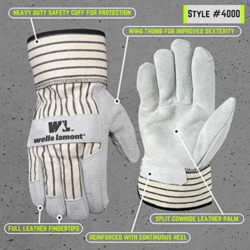 Wells Lamont Men's Split Cowhide Safety Cuff Leather Work Gloves, X-Large - size: X-Large (Pack of 1)