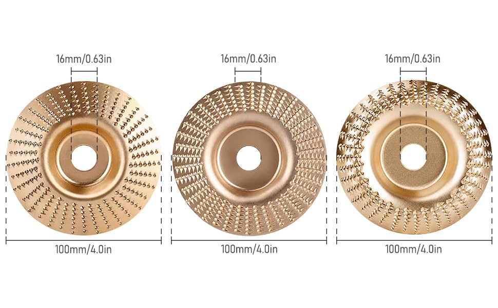 3PCS Wood Grinding disc, Wood Carving Disc Set for 4 1/2 Inch Angle Grinder - style: 3Pcs Set