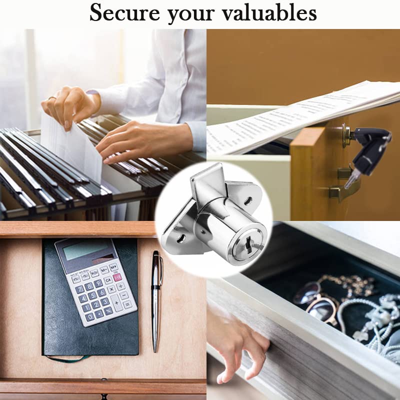 XIEHE 801 Office Furniture Desk Drawer Lock Cabinet Door Locker with Keys 7/8 in. Outside Diameter (1 Pack, Chrome, keyed different1) - color: Chrome, 1PACK, size: 801 Keyed Different