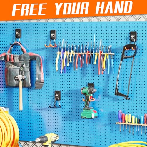 Heavy Duty Magnetic Garage Hooks,4 Pack Strong Large Magnet Hook for Power Drill,Garden Tools,Hose,Pegboard,Garage, Workshop,Magnetic Storage Hooks for Indoor Outdoor Hanging(Black) - style: Magnetic Garage Hooks 4 Pack