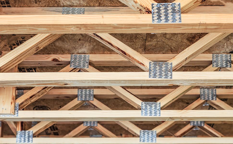 10 Pcs Pronged 8 x 8 Truss Mending Plates, Truss Brackets for Wood Connection, Galvanized Mending Plates with Nail-Teeth - size: 8"x8"