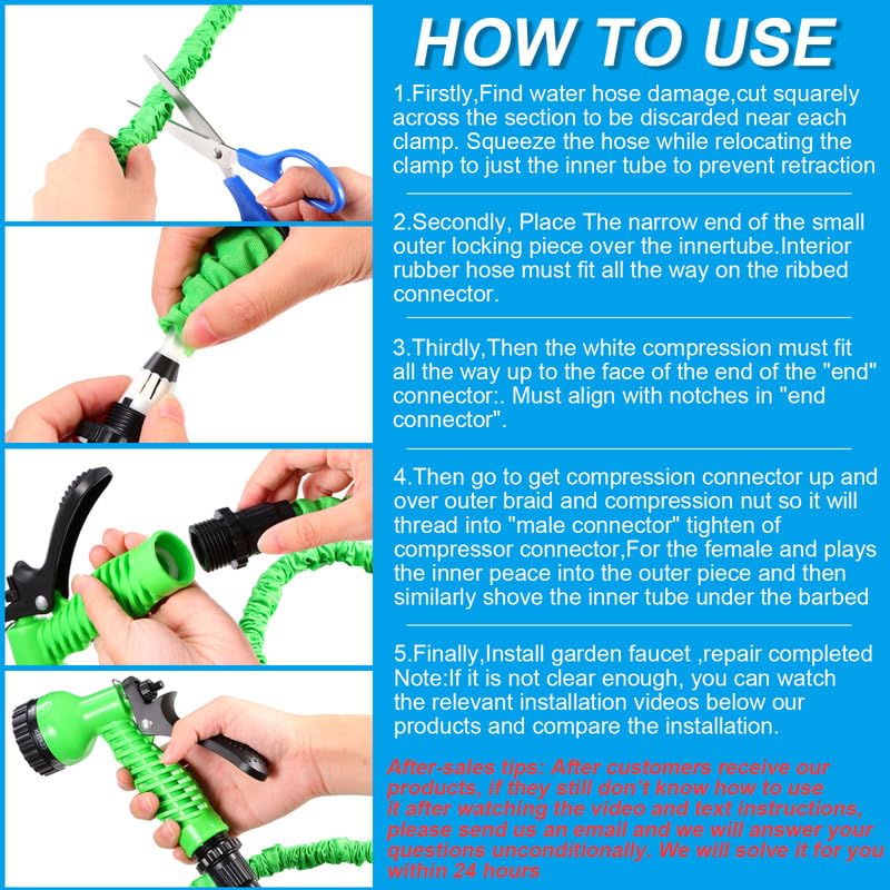 Mudder 4 Sets Garden Expandable Hose Repair Kit, 3/4 Inch