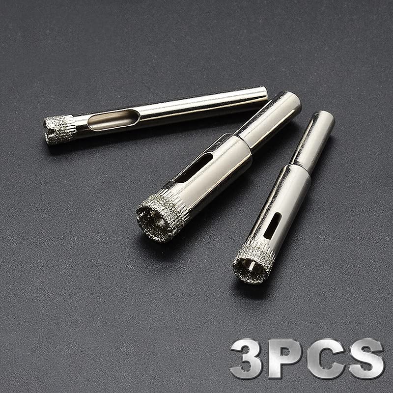 Diamond Hole Saw Set of 3, Glass Hole Saw Drill Bit Kit Suitable for Ceramic Glass Tile Porcelain Marble (6, 8, 10mm) - size: 3 in 1 | 6,8,10mm