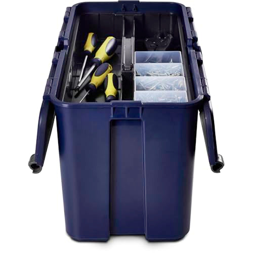 Raaco Tool Box with Removable Trays - 66 lb Load Capacity (Compact 20) | Durable Plastic Polypropylene (PP) Organizer with Handle, Stackable & Lockable, 66 lb Load Capacity (Compact 20) - style: Close