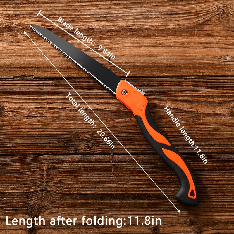 Folding Hand Saw for Wood Cutting, 11 Inch Woodworking Bushcraft Camp Small Handheld Trimming Tree Limb Tree Trimmer, Saw with Ergonomic Non-Slip Handle Design,Quality SK-5 Steel