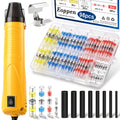 230Pcs Solder Seal Wire Connectors with Mini Heat Gun Kit, Solder Stick Wire Connectors & Heat Shrink Tubing Waterproof and Insulated Electrical Wire Terminals for Marine, Automotive - size: 230Pcs