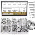 122 Pieces M6 x 10/12 /16/20 /25/30 /35mm Hex Socket Head Cap Screws Nuts Washers Assortment Kit, 304 Stainless Steel, Fully Machine Thread - size: M6, style: Socket Head